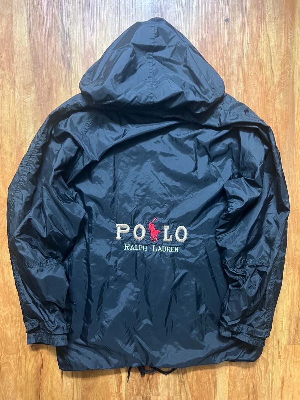 Polo Jeans Co. Ralph Lauren Windbreaker Size XL Black Hooded Jacket